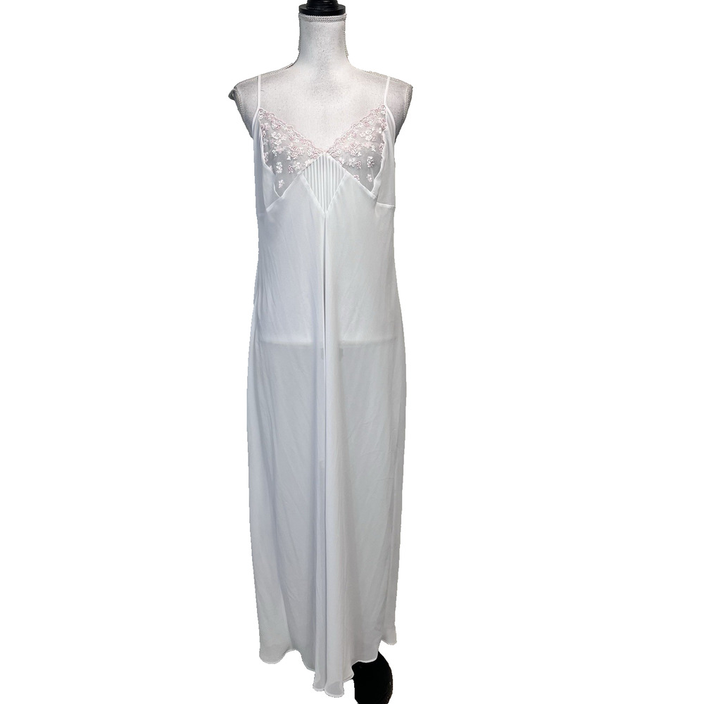 Valerie Stevens Negligee Nightgown Lingerie sz Extra Large White Chiffon Bridal